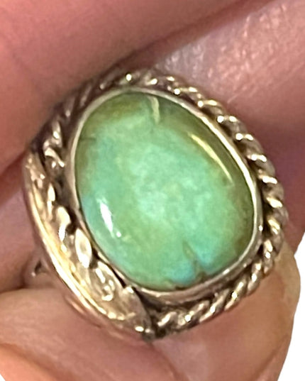 Fancy vintage turquoise sterling silver 925 southwestern feather Native Amer