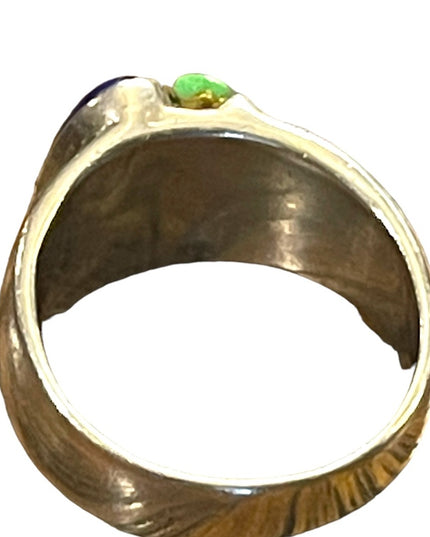 Vintage sterling silver 925 Lapis Turquoise Fancy ring DT Southwestern