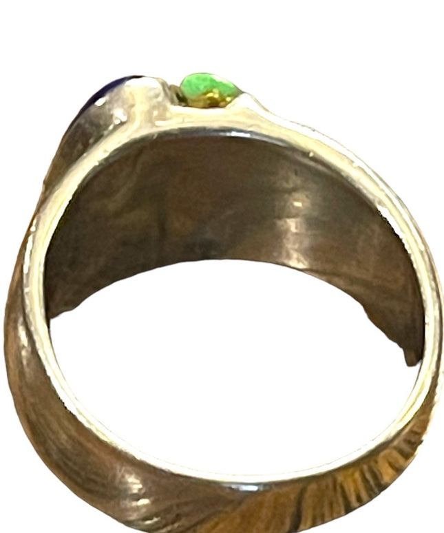 Vintage sterling silver 925 Lapis Turquoise Fancy ring DT Southwestern