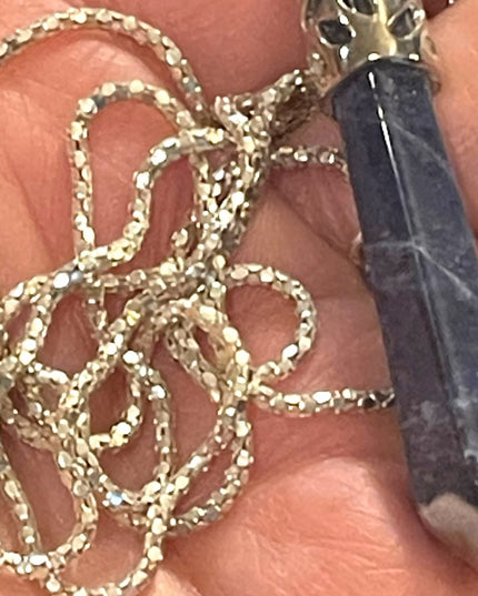 Lovely Sodalite Blue stone pendant pendulum w sterling chain