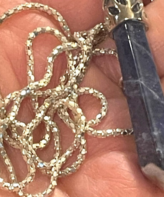 Lovely Sodalite Blue stone pendant pendulum w sterling chain