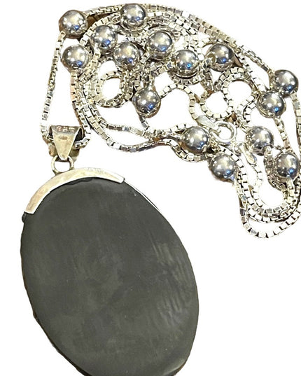 Balenisian Style Abalone Sterling silver pendant & LONG necklace sterling beads