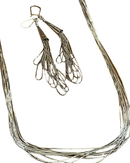 Carolyn Pollack Relios Liquid Sterling Silver 10 Strand Necklace & Earrings Set