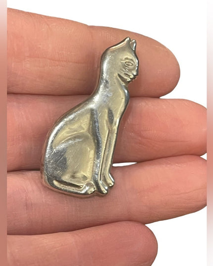 Vintage sterling silver pendant brooch fancy CAT kitty 925 C clip