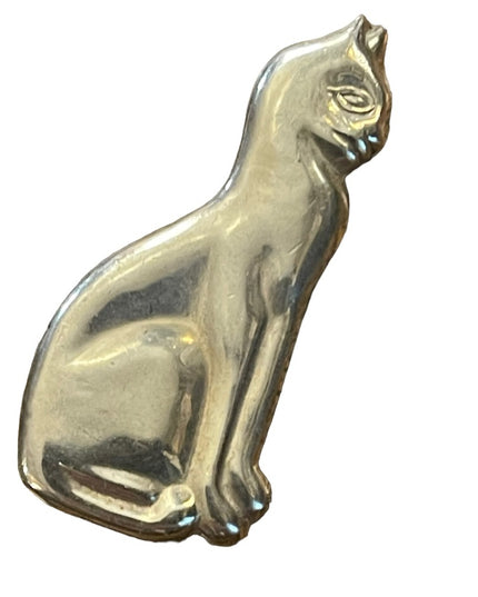 Vintage sterling silver pendant brooch fancy CAT kitty 925 C clip