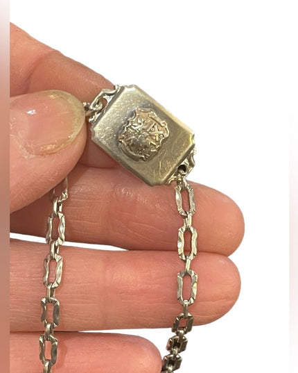 Vintage sterling silver 925 1940s Coat of arms ID bracelet with square link