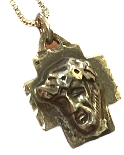 Vintage PPC sterling silver 925 Jesus Cross religious pendant necklace