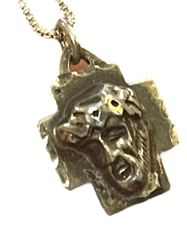Vintage PPC sterling silver 925 Jesus Cross religious pendant necklace
