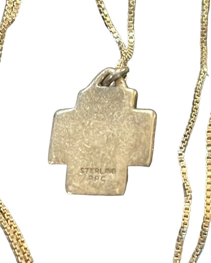 Vintage PPC sterling silver 925 Jesus Cross religious pendant necklace