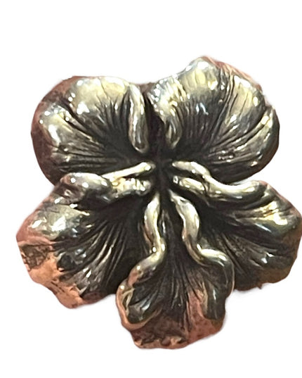 Puffed ornate antiqued flower Chunky pendant sterling silver 925 Necklace