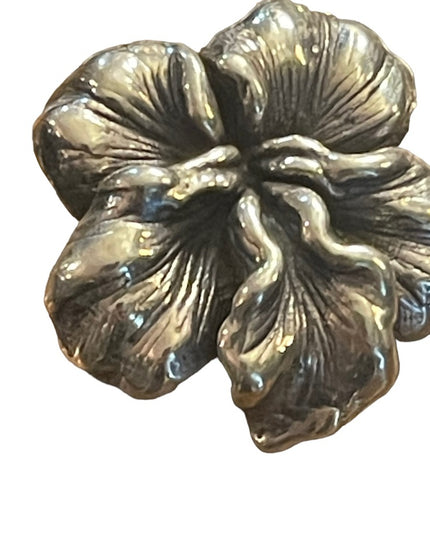 Puffed ornate antiqued flower Chunky pendant sterling silver 925 Necklace