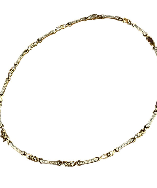 Multi Gem stone Gold plated 925 Sterling silver tennis necklace