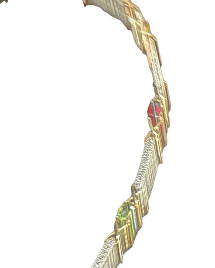 Multi Gem stone Gold plated 925 Sterling silver tennis necklace