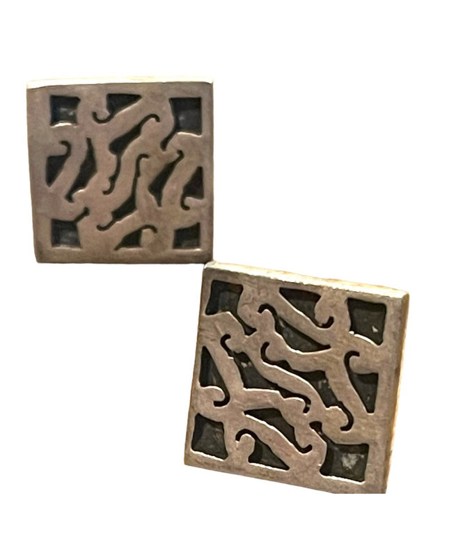 Vintage ornate sterling silver cufflinks Hecho en  Mexico JV