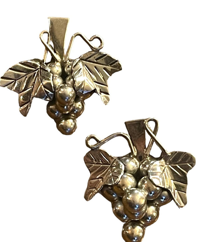 Vintage Taxco Mexico Sterling silver 925 Grapes chunky earrings
