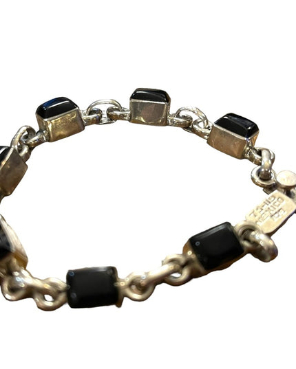Vintage TS-119 Mexico 925 Taxco Black onyx link bracelet sterling silver