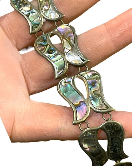 Vintage sterling silver 925 Abalone inlay BETO Mexico 1950s