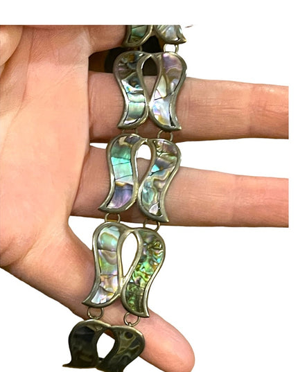 Vintage sterling silver 925 Abalone inlay BETO Mexico 1950s