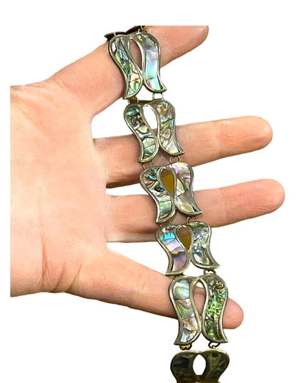 Vintage sterling silver 925 Abalone inlay BETO Mexico 1950s