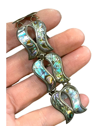 Vintage sterling silver 925 Abalone inlay BETO Mexico 1950s