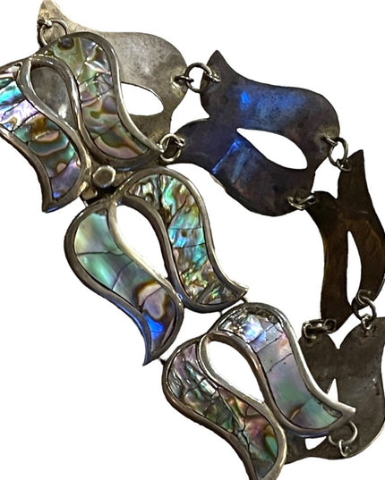 Vintage sterling silver 925 Abalone inlay BETO Mexico 1950s