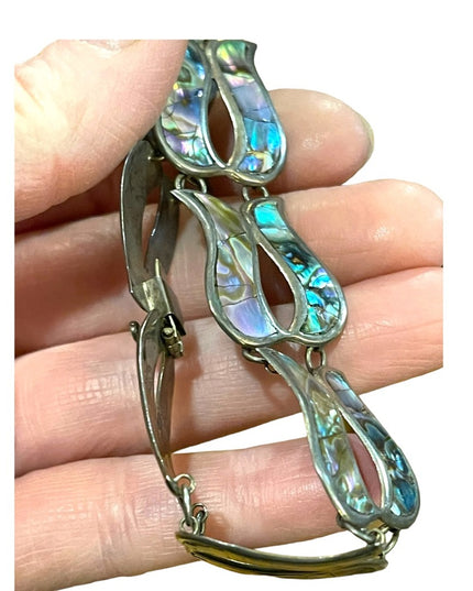 Vintage sterling silver 925 Abalone inlay BETO Mexico 1950s