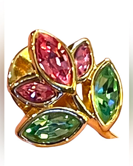 Swarovski Authentic (swan) Crystal flower lapel pin gold finish