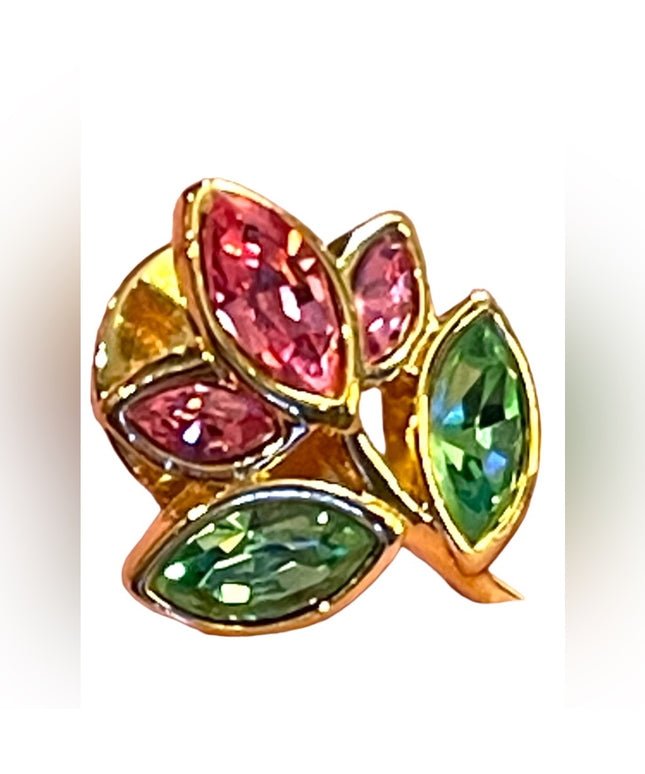 Swarovski Authentic (swan) Crystal flower lapel pin gold finish