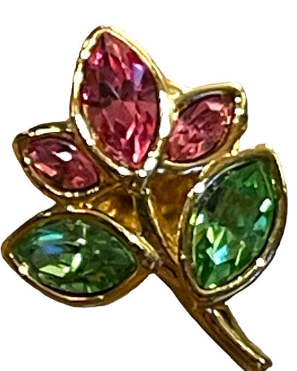 Swarovski Authentic (swan) Crystal flower lapel pin gold finish
