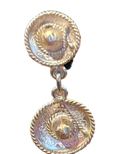 Vintage sterling silver 925 Sombrero Dangle hat earrings with necklace pendant