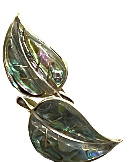 Vintage Sterling silver 925 Abalone inlay RR Mexico Artisan screw back earrings