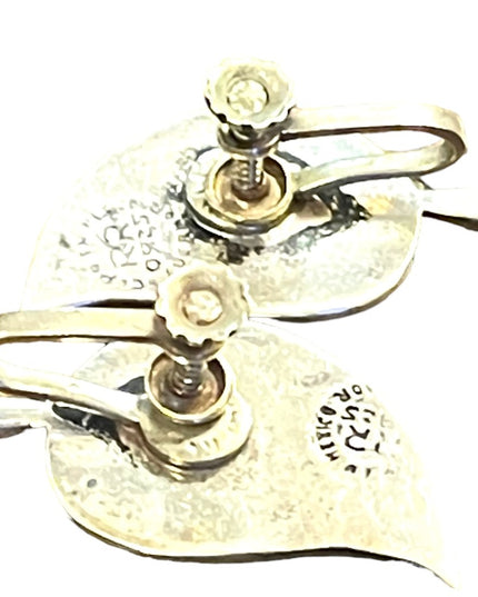 Vintage Sterling silver 925 Abalone inlay RR Mexico Artisan screw back earrings