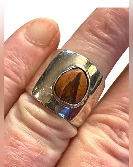Vintage Sterling silver Mexico 925 unique jasper stone Ring