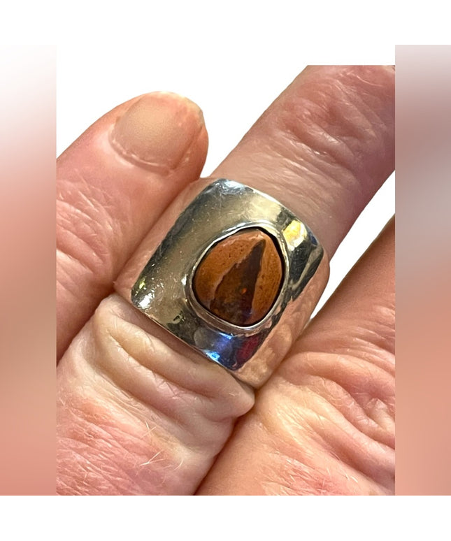Vintage Sterling silver Mexico 925 unique jasper stone Ring