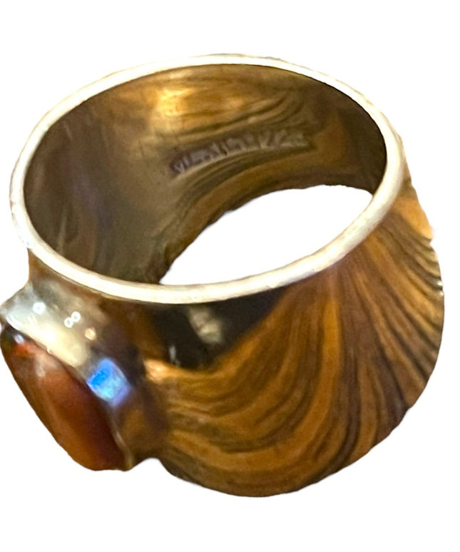 Vintage Sterling silver Mexico 925 unique jasper stone Ring