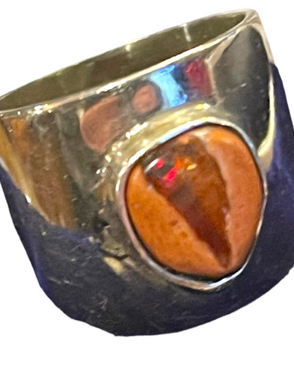 Vintage Sterling silver Mexico 925 unique jasper stone Ring