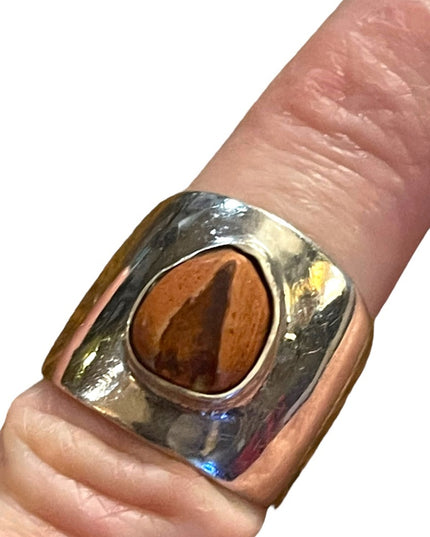 Vintage Sterling silver Mexico 925 unique jasper stone Ring