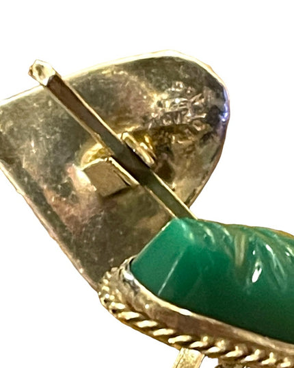 Vintage JVR Mexico 925 Taxco Green Onyx Aztec Mayan cufflinks sterling silver