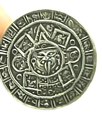 Vtg 1940s JE Taxco Mexico Sterling Silver Aztec Calendar Screw Back Earrings