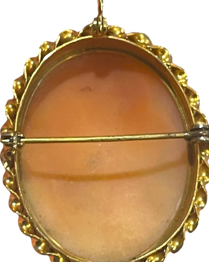 Vintage Mid Century 1950s Gold filled Carved shell Cameo fancy brooch pendant