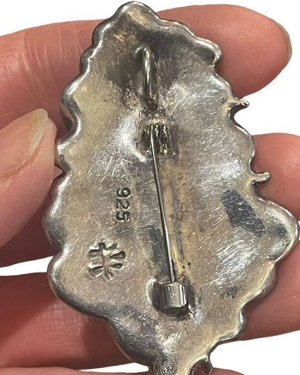 Antique Sterling Silver 925 : gold Handmade Art Nouveau Lady pendant brooch