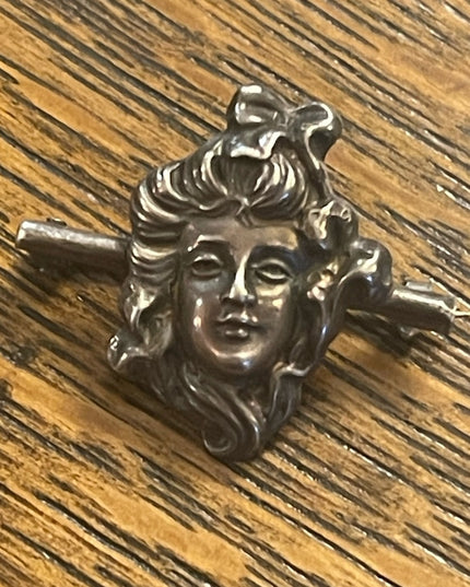 Stunning antique Art Nouveau Victorian lady bar brooch sterling silver handmade