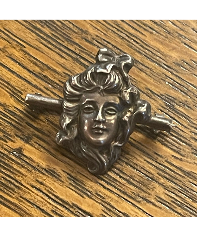 Stunning antique Art Nouveau Victorian lady bar brooch sterling silver handmade
