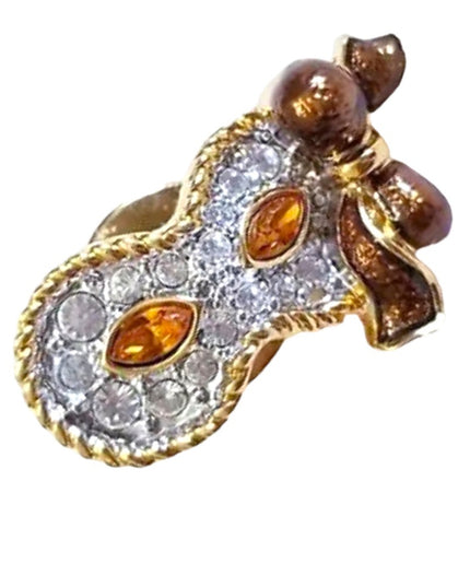 Retired Gold plt Swarovski Genuine (swan) Mardi gras Carnival pin tie tac