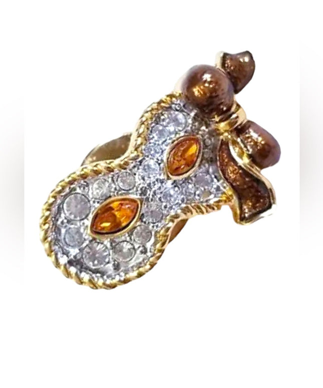 Retired Gold plt Swarovski Genuine (swan) Mardi gras Carnival pin tie tac