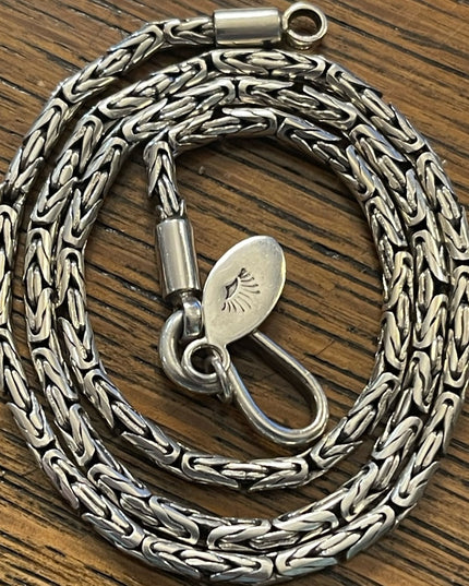 Sterling Silver Suarti Byzantine Balenisian Design Chain Necklace Hook Clasp