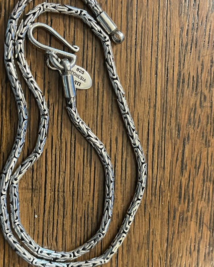 Sterling Silver Suarti Byzantine Balenisian Design Chain Necklace Hook Clasp