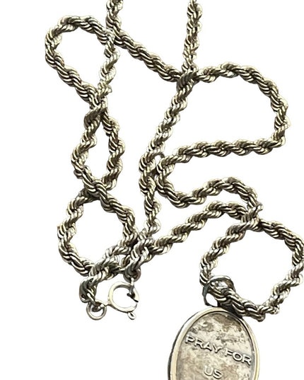 Vintage sterling silver 925 rope chain with Mary Religious pendant