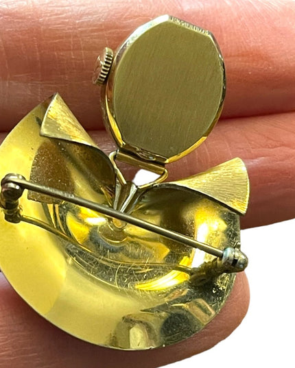 Vintage 10k Gold filled Wittenhauer Nurses Brooch watch Gold w/ pearl