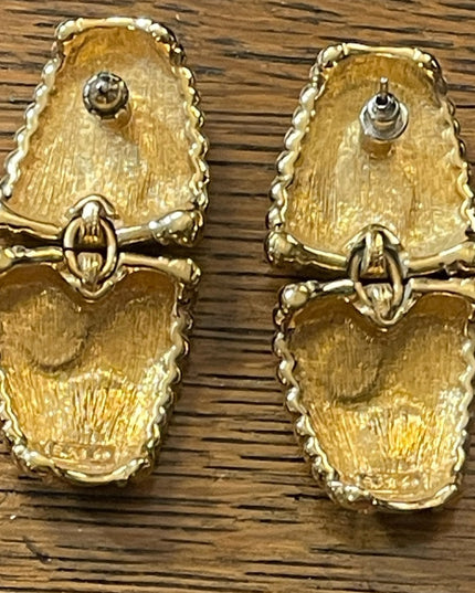 Vintage 1980s Authentic Swarovski SAL Gold plt earrings